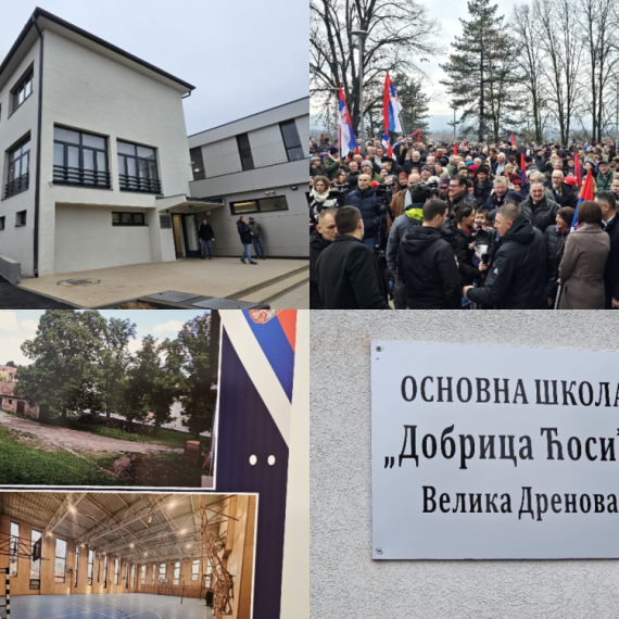 Vučić na otvaranju rekonstruisane OŠ "Dobrica Ćosić" u Trsteniku; Veliki broj građana ga dočekuje FOTO