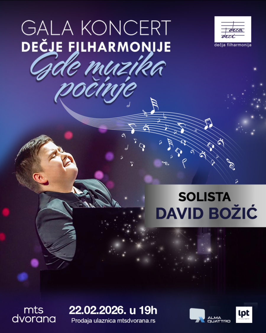 Najbolji mladi pijanista sveta David Božić solista na gala koncertu Dečje filharmonije