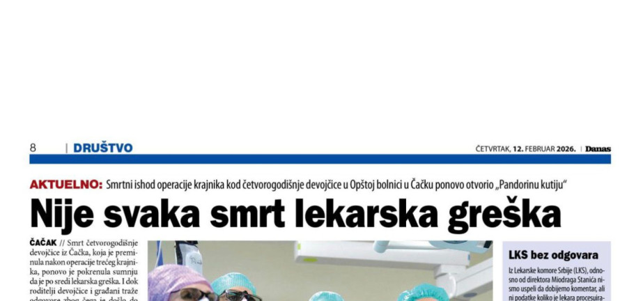 List Danas menja narativ čim se utvrdilo da je doktor blokader: Nije svaka smrt lekarska greška FOTO