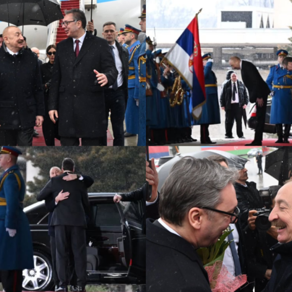 Vučić Alijeva dočekao na aerodromu; Upriličena svečanost ispred Palate Srbija FOTO