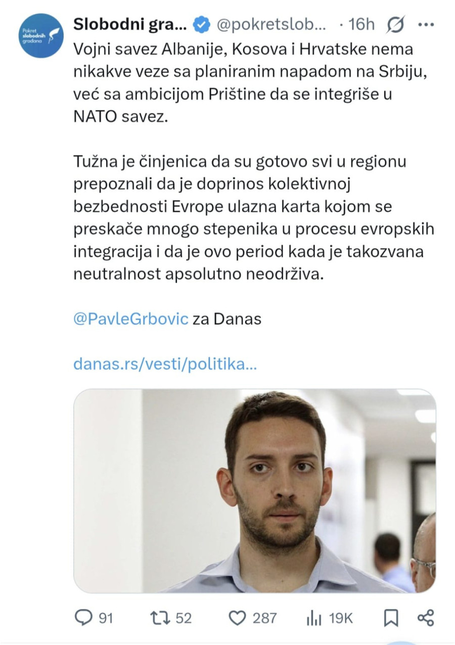 Blokaderi iz PSG-a odobravaju vojni savez Hrvatske, Albanije i Prištine; Za njih je tzv. Kosovo nezavisno FOTO