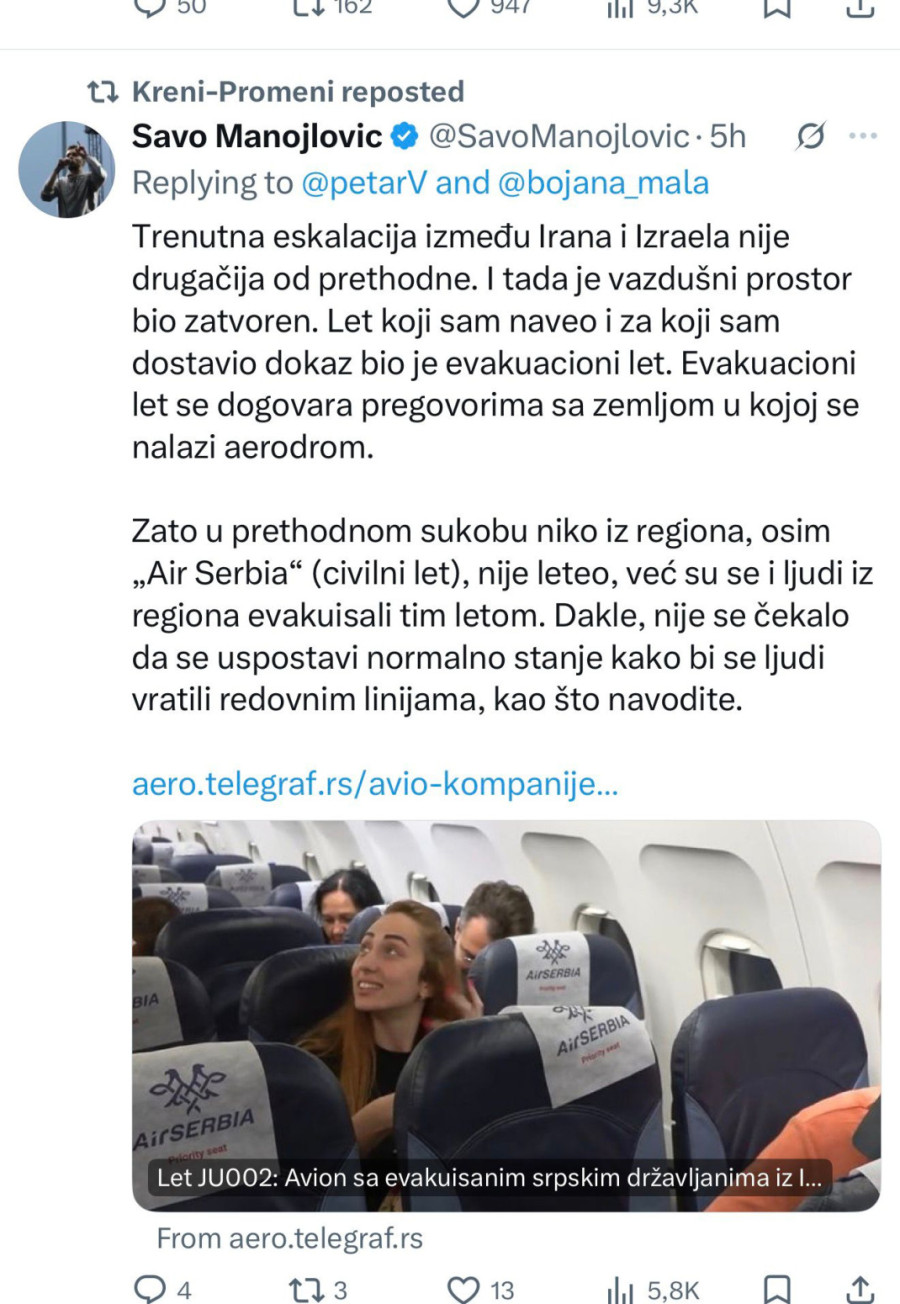 Savo Manojlović pokušava na ratu koji je pogodio Bliski istok da sakupi politčke poene FOTO