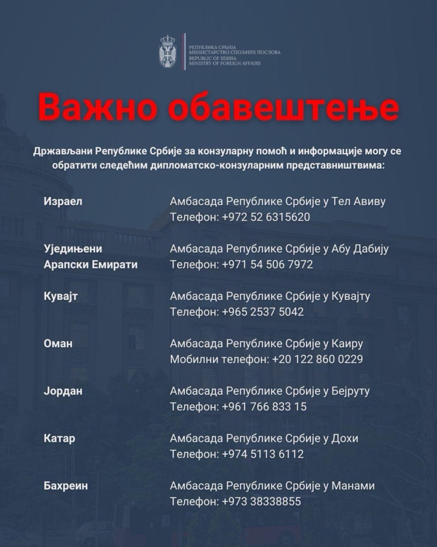 Važno obaveštenje za sve Srbe u zalivu: Na ovim mestima možete dobiti konzularnu pomoć FOTO