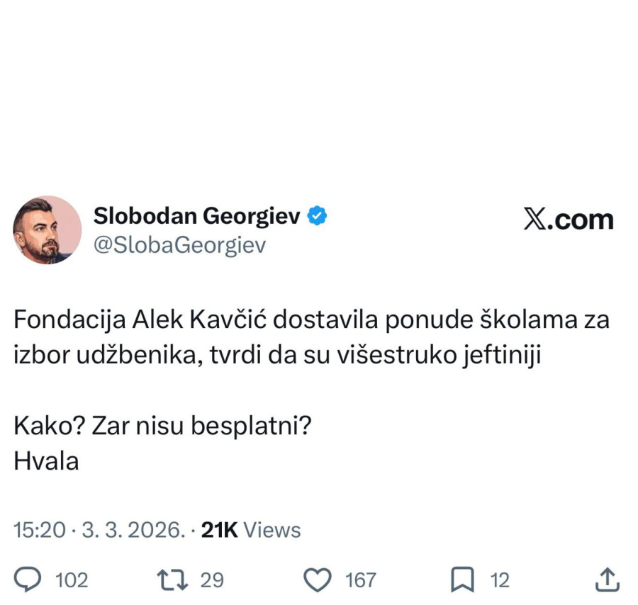Georgiev upitao Kavčića: Kako su sad udžbenici jeftiniji, zar nije trebalo da budu besplatni? FOTO