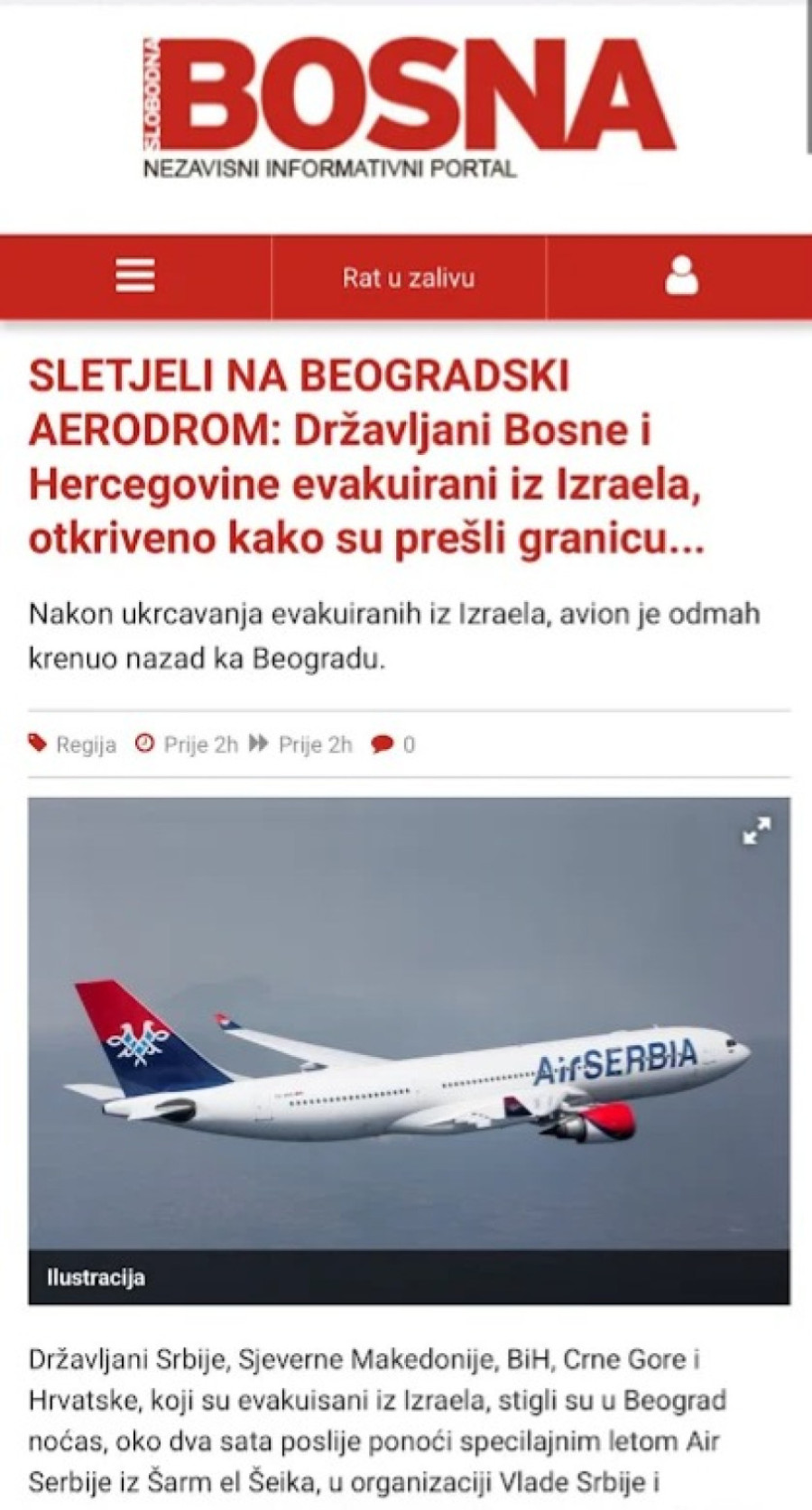 Slobodna Bosna godinama napada Vučića, a sad ga hvale; Avion Er Srbije evakuisao državljane BiH iz Izraela