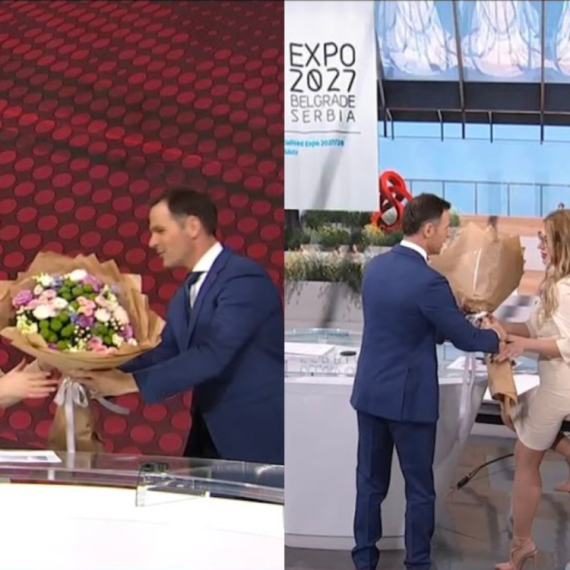 Siniša Mali iznenadio voditeljke RTS-a: Čestitao im 8. mart i poklonio cveće; "Srećan praznik" FOTO
