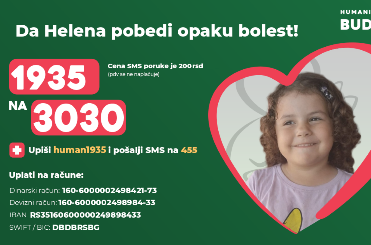 Pomozimo Heleni da pobedi opaku bolest: 1935 na broj 3030