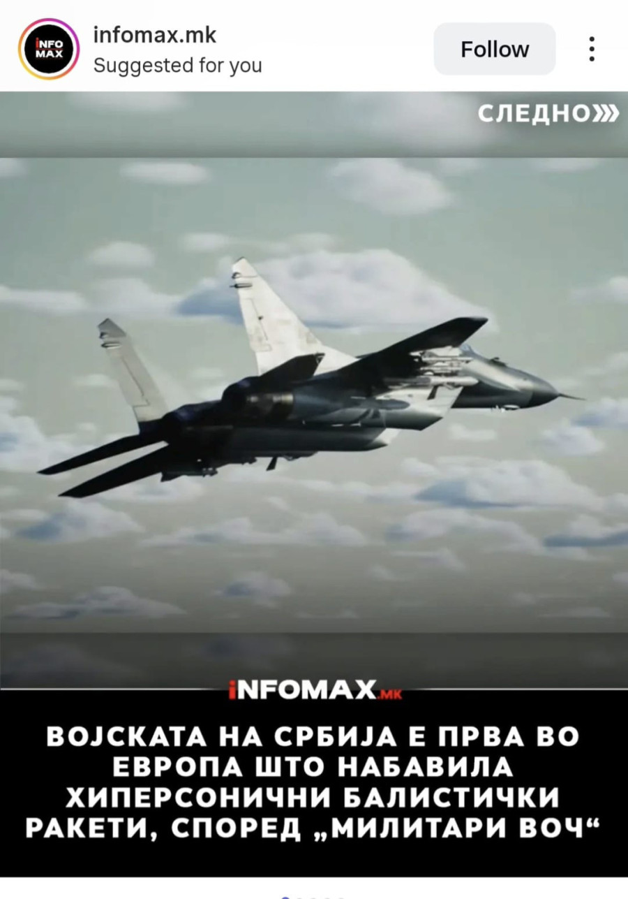 I Makedonci zapanjeni: Srbija prva u Evropi nabavila hipersonične balističke rakete FOTO