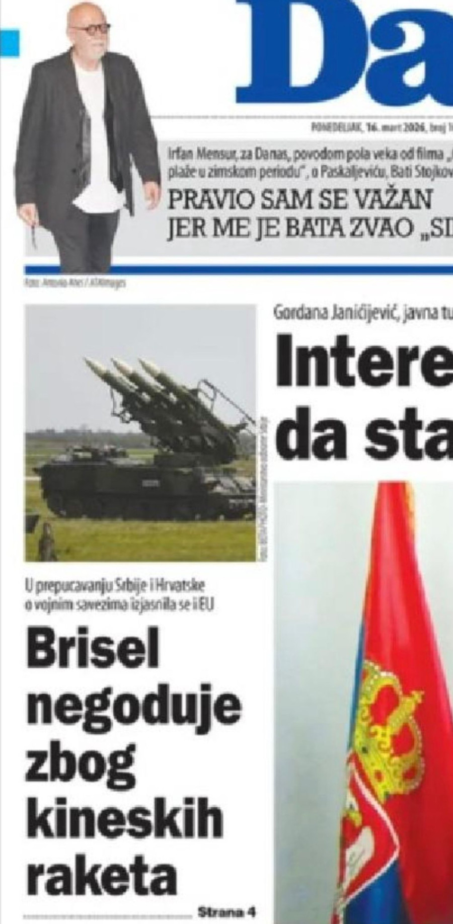 Šolakov Danas traži uništavanje kineskih raketa – kao što je Ponoš uništio tenkove FOTO