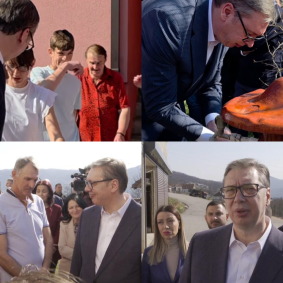 Vučić u Sevojnu: Razgovara sa penzionerima; Obišao i domaćinstvo porodice Raković; Izneo poseban zahtev