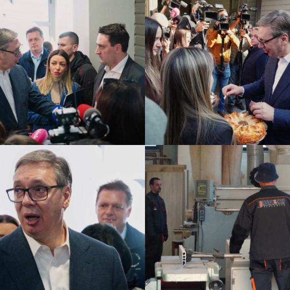 Vučić obišao kompaniju za izradu stolarije "Bobi Stef": "Osmišljamo programe pomoći da sačuvamo ekonomiju"