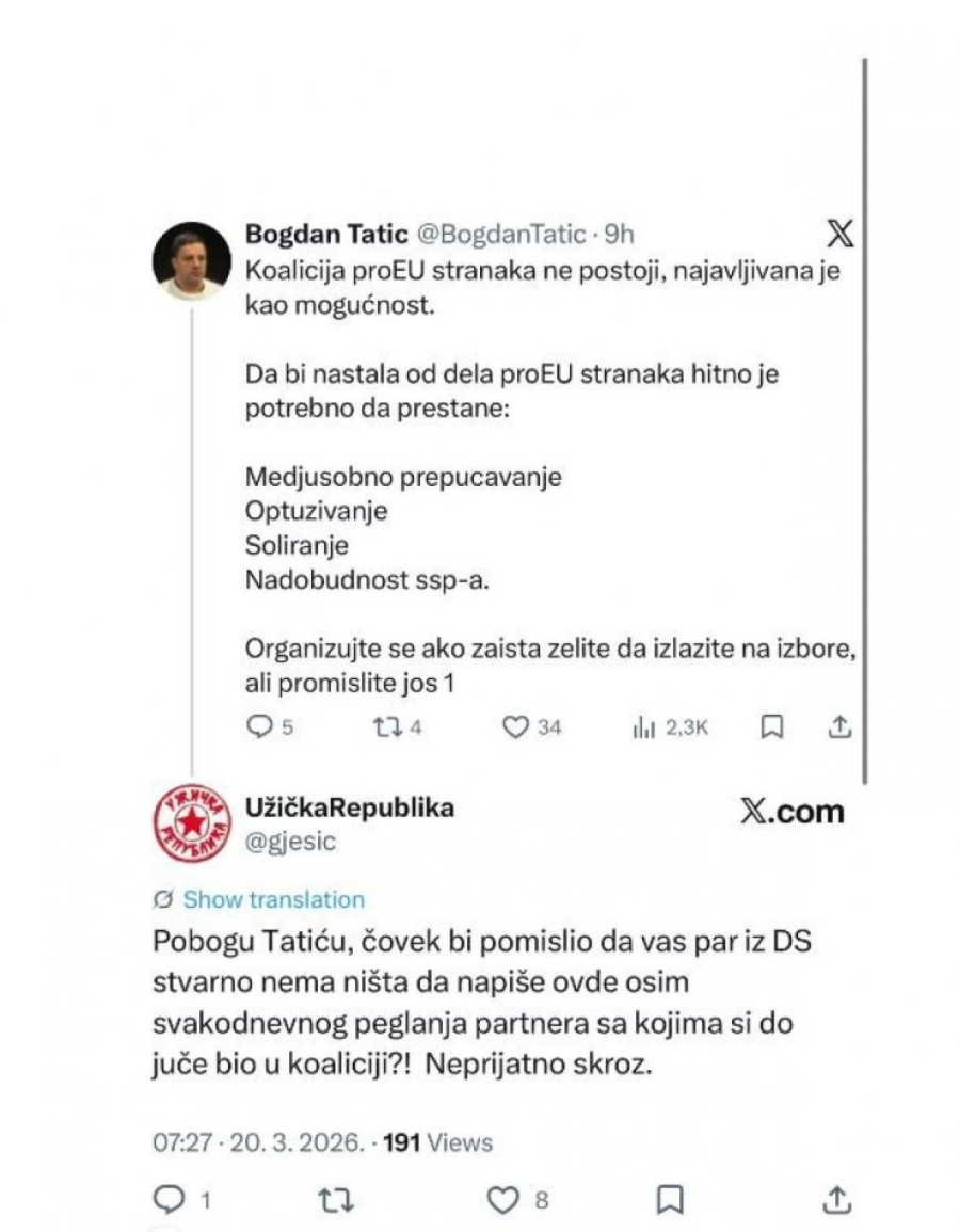 Ješić žestoko o Demokratskoj stranci; Nemate šta da napišete osim kritikovanja koalicionih partnera