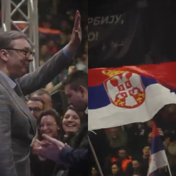 Veliki miting u Beogradskoj areni; Vučić poručio građanima: "Vidimo se! Srbija – naša porodica" VIDEO