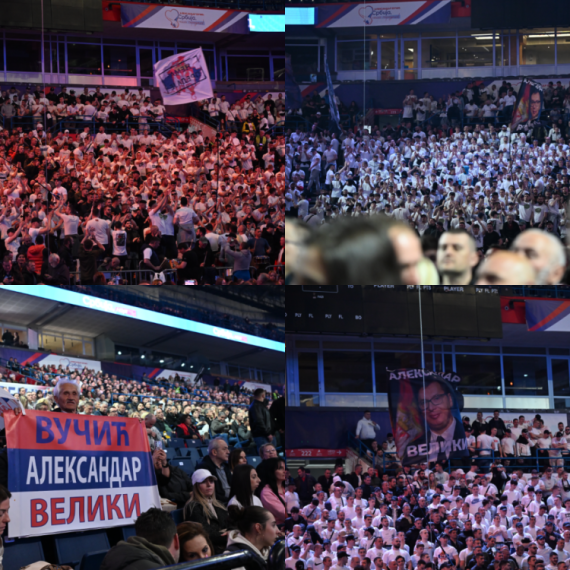 Počeo veliki skup SNS-a: Arena puna, mnogo ljudi ostalo ispred; Vučić ima važnu poruku za kandidate FOTO