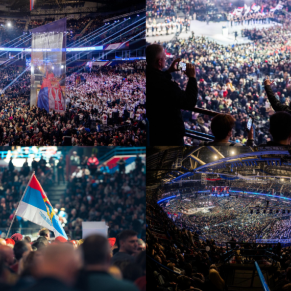 Veličanstveni skup u Beogradskoj areni; Veliki broj ljudi, narod došao da pruži podršku Vučiću FOTO