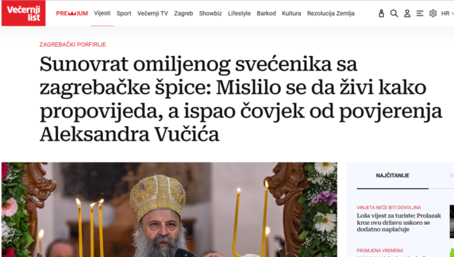 Hrvati napadaju patrijarha Porfirija: Zameraju mu dobre odnose sa Vučićem FOTO