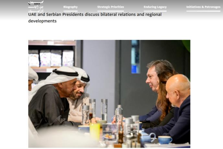 Vučić u Emiratima udarna vest i na zvaničnom sajtu predsednika UAE; Srbija ostaje uz svoje prijatelje FOTO