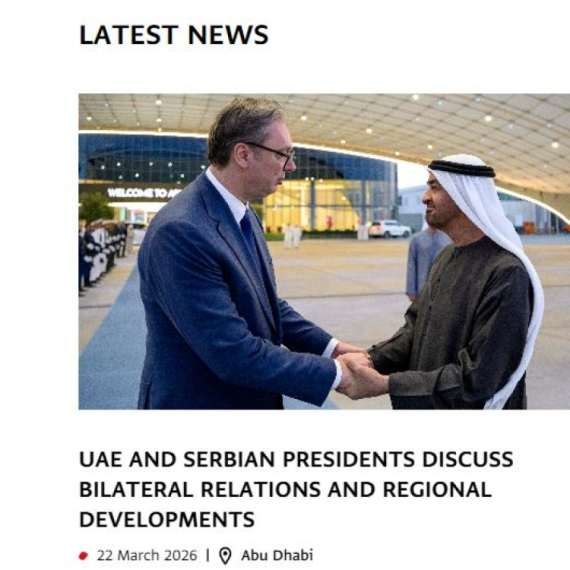 Vučić u Emiratima udarna vest i na zvaničnom sajtu predsednika UAE; "Srbija ostaje uz svoje prijatelje" FOTO