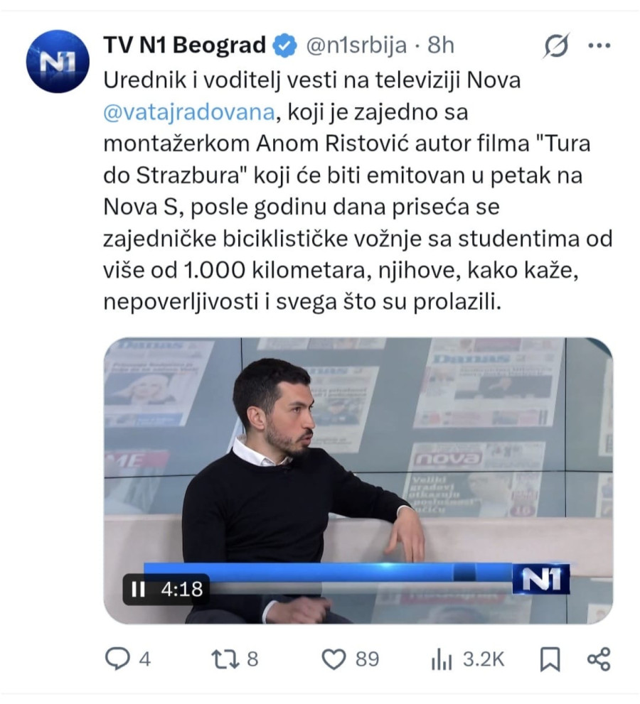 N1 se sprema da krši izbornu tišinu: Emitovaće film o blokaderima koji su se u Strazburu žalili na Srbiju