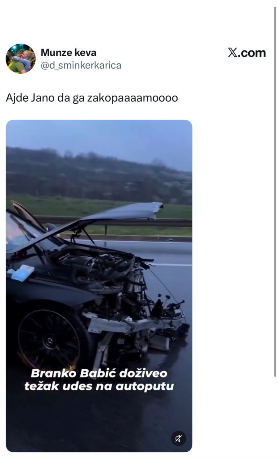 Sramni komentari blokadera nakon nesreće Branka Babića; Žive za prolivanje srpske krvi FOTO