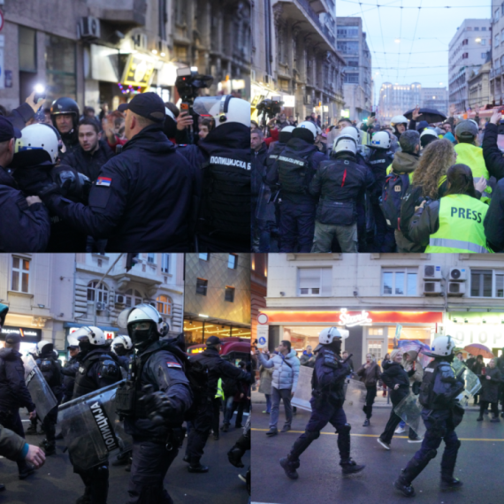 Haos ispred Rektorata; Brutalan napad na policiju; Gađaju Žandarmeriju; Pozivaju na ubistvo VIDEO
