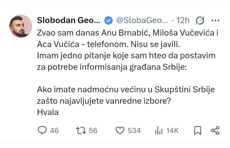 Georgiev menja ploču? Pre lokalnih izbora dajte izbore, posle lokalnih izbora šta će vam izbori