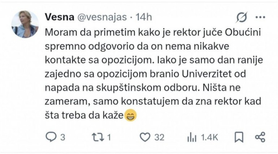 Rektor Đokić se distancirao od blokadera iz bivše vlasti; Oni im poručuju da su morali da podnesu ostavku