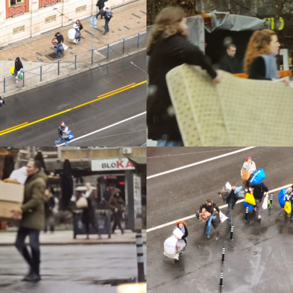 Seoba blokadera sa Rektorata; Krenula selidba nakon ulaska policije i tužilaštva; Iznose kese i kutije FOTO