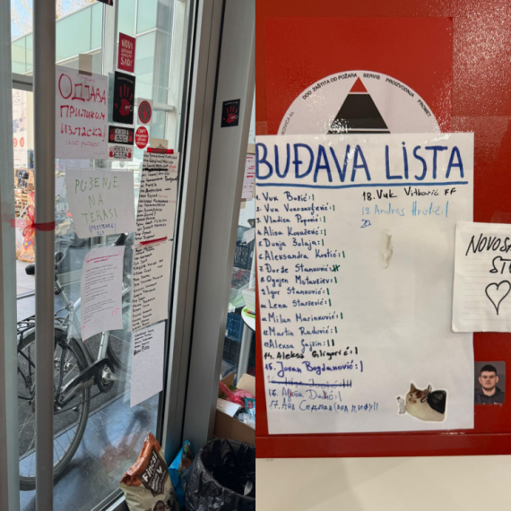 Blokaderi okačili "crnu listu studenata" na ulaz u Rektorat u Novom Sadu FOTO