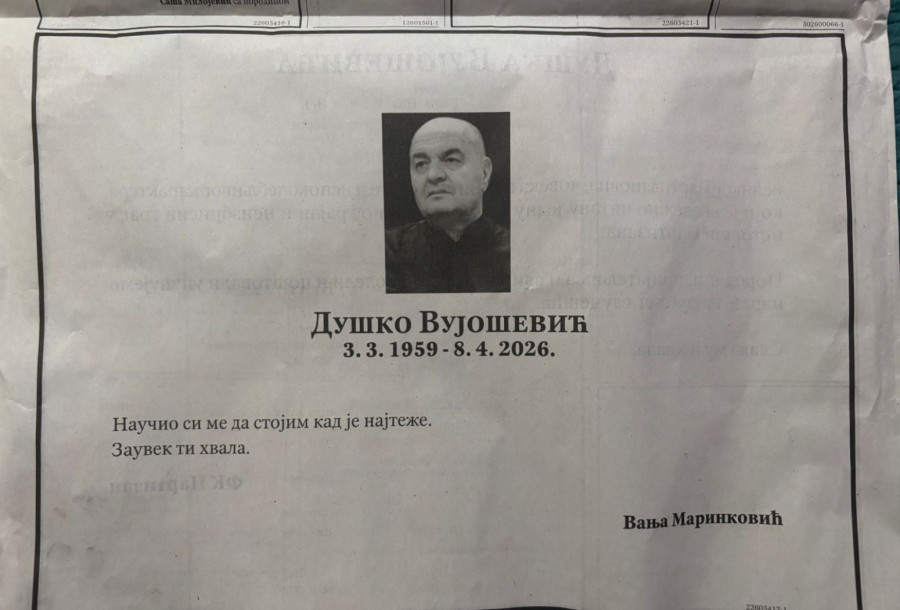 Marinković se oprostio od Vujoševića: Naučio si me da stojim kad je najteže FOTO