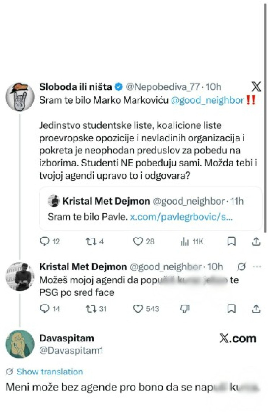 Počelo je – pogledajte kako se blokaderi čašćavaju skandaloznim psovkama FOTO