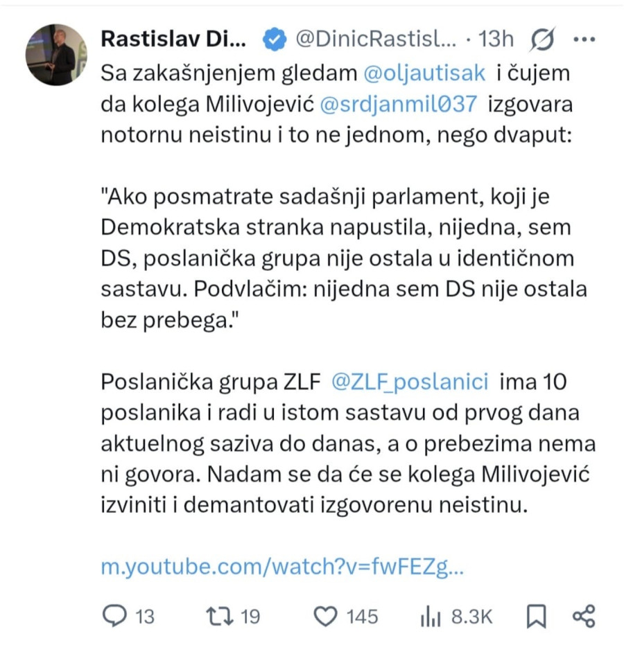 Opšti rat među blokaderima: I Dinić optužio Milivojevića da laže FOTO