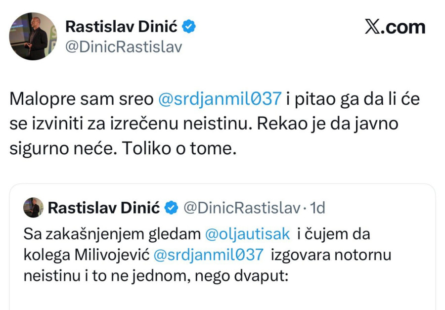 Narodni poslanik iz ZLF: Sreo sam Milivojevića – neće se izviniti za laži FOTO