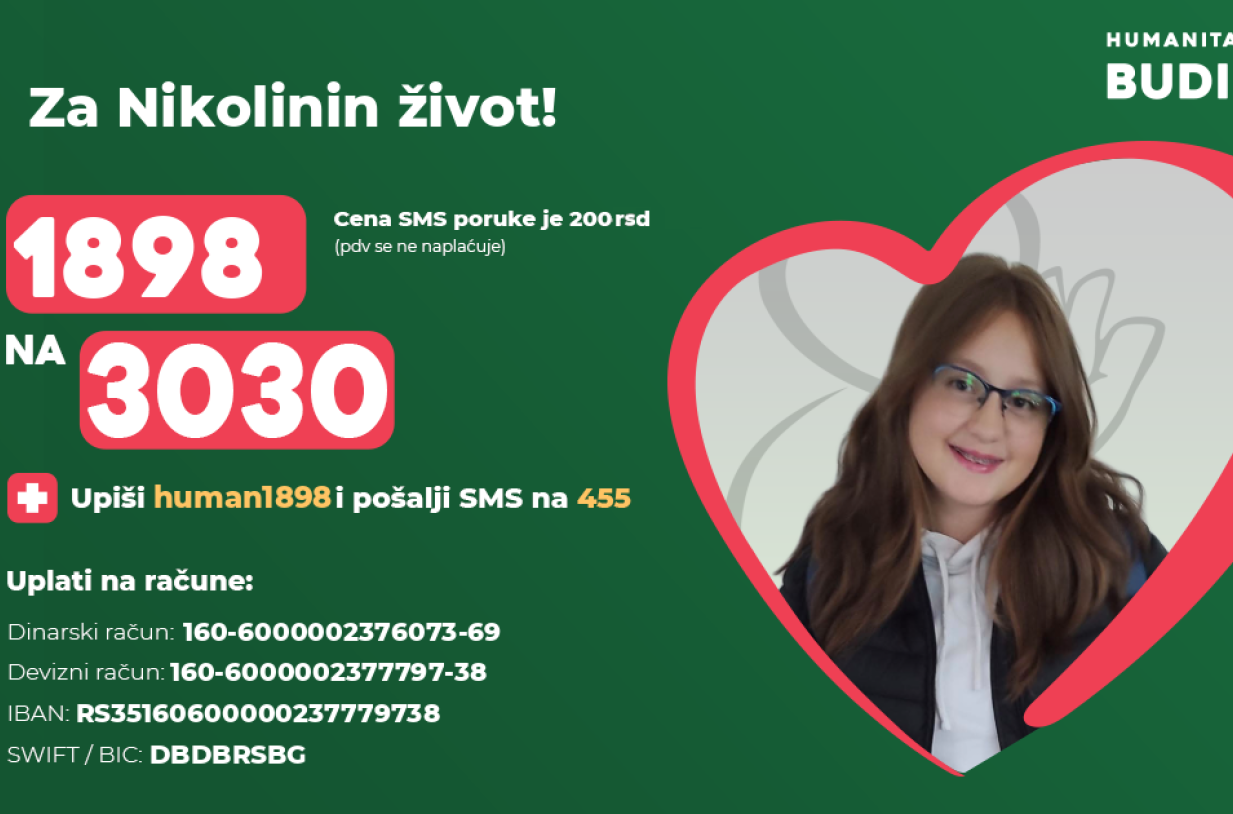 Nikolini je potrebna naša pomoć: Pošalji 1898 na 3030