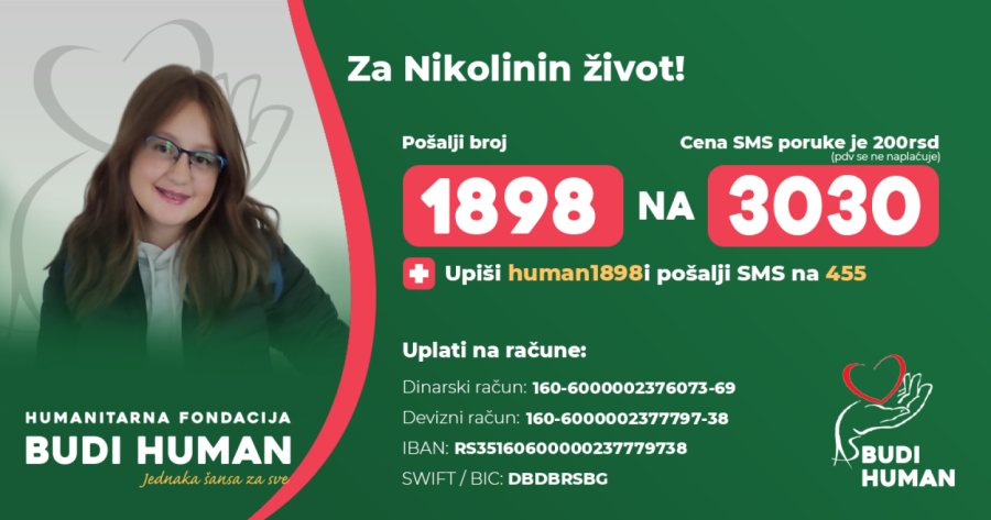 Nikolini je potrebna naša pomoć: Pošalji 1898 na 3030
