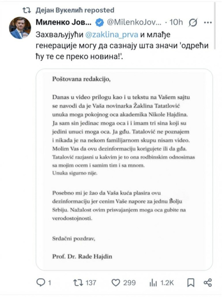 Jovanov: Blokaderi, ko vam je bio deda? FOTO