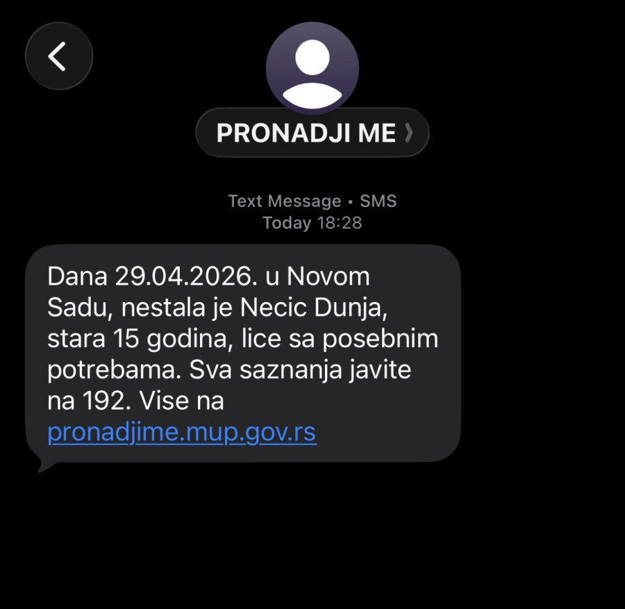 Aktiviran sistem Pronađi me: Nestala devojčica FOTO