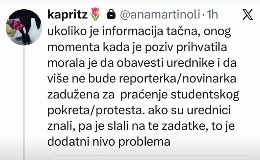 Profesorka FDU: Ako je Tatalović prihvatila poziv na Studentsku listu – treba da prestane da bude reporterka