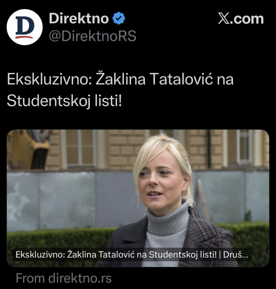 Profesorka FDU: Ako je Tatalović prihvatila poziv na Studentsku listu – treba da prestane da bude reporterka