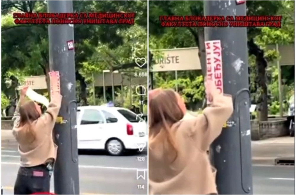 Blokaderka uništava grad; Demolirala Medicinski fakultet, napadala policajce, a sada oblepljuje bandere
