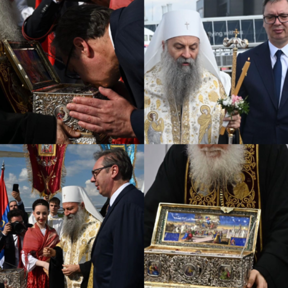 Pojas Presvete Bogorodice stigao u Srbiju; Svetinju dočekali Vučić i Porfirije; "Velika čast i nada" FOTO