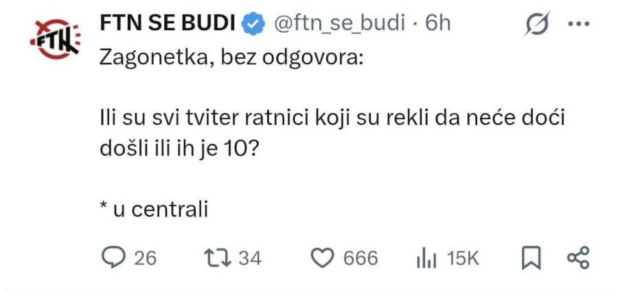Blokaderi ljuti jer ih čak ni tviteraši nisu podržali; Besni zbog broja ljudi na Slaviji