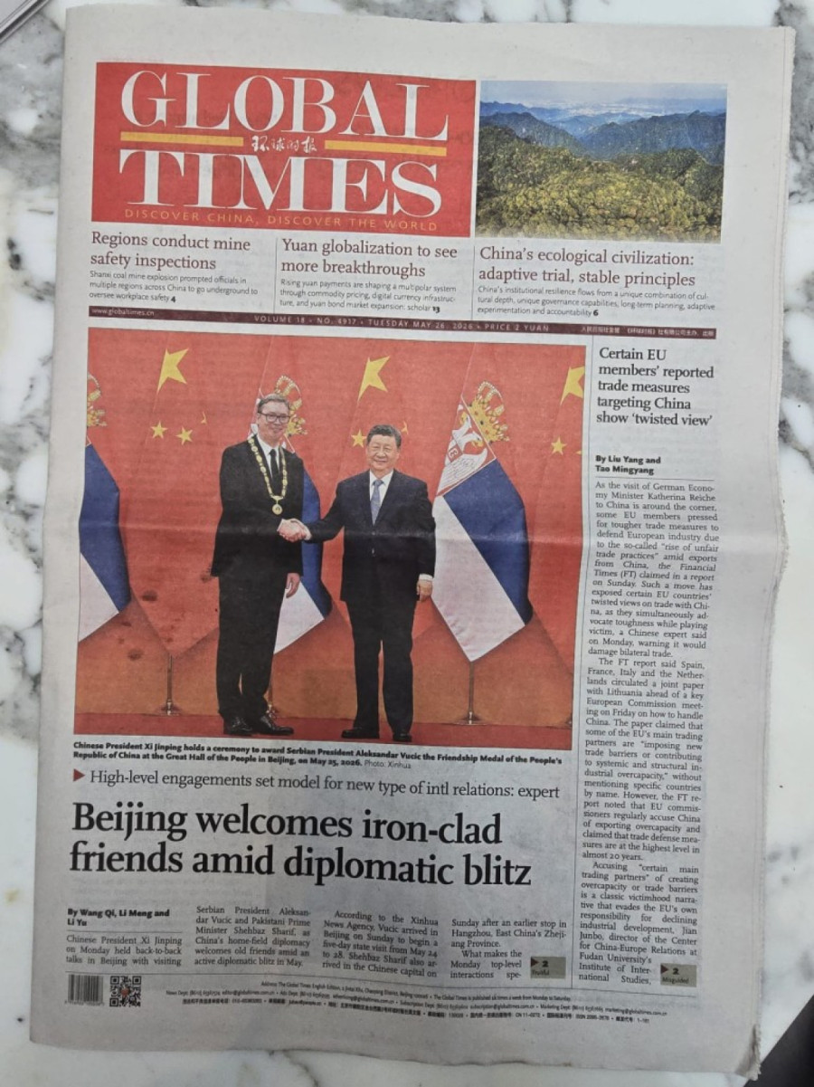 Čelično prijateljstvo Srbije i Kine; Vučić i Si glavna tema u kineskim medijima FOTO