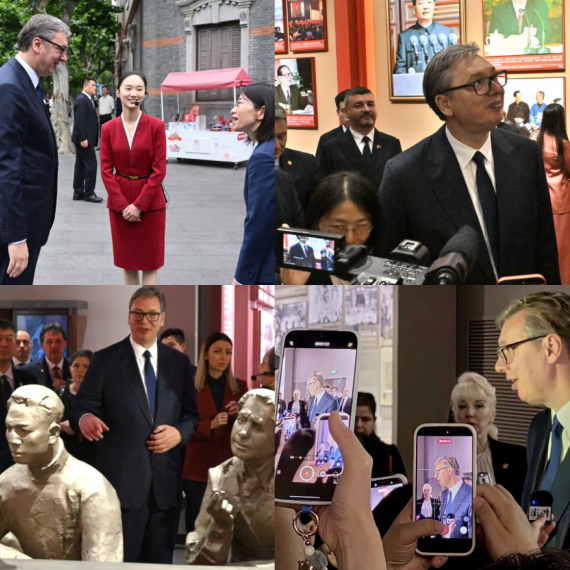Vučić u istorijskoj poseti Kini: Obišao muzej u Šangaju; Sastao se sa investitorima FOTO