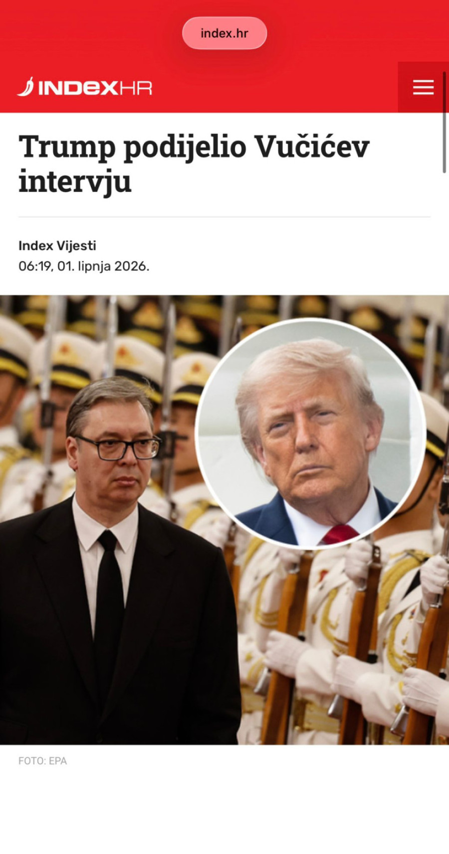 Vest broj jedan u Hrvatskoj; Mediji u komšiluku u očaju: Tramp podelio Vučićev intervju FOTO