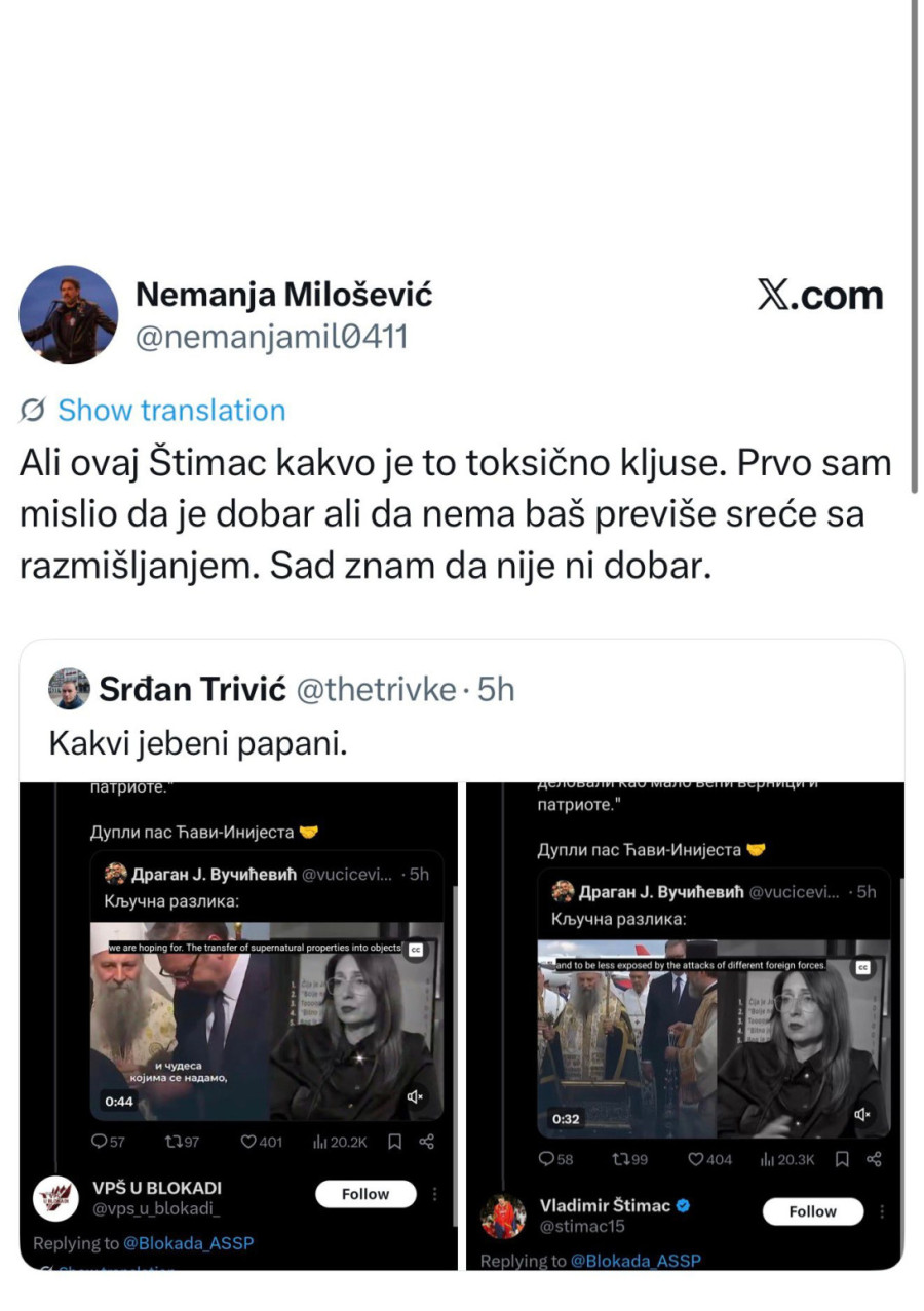 Blokader brani one koji napadaju SPC, pa oštro kritikuje Štimca: On je toksičan