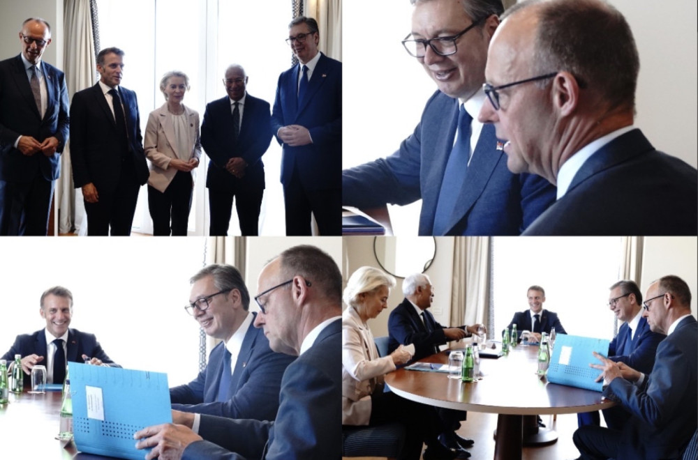 Velika čast za Srbiju; Vučić sam sa Fon der Lajen, Koštom, Mercom i Makronom: "O evropskoj budućnosti Srbije"