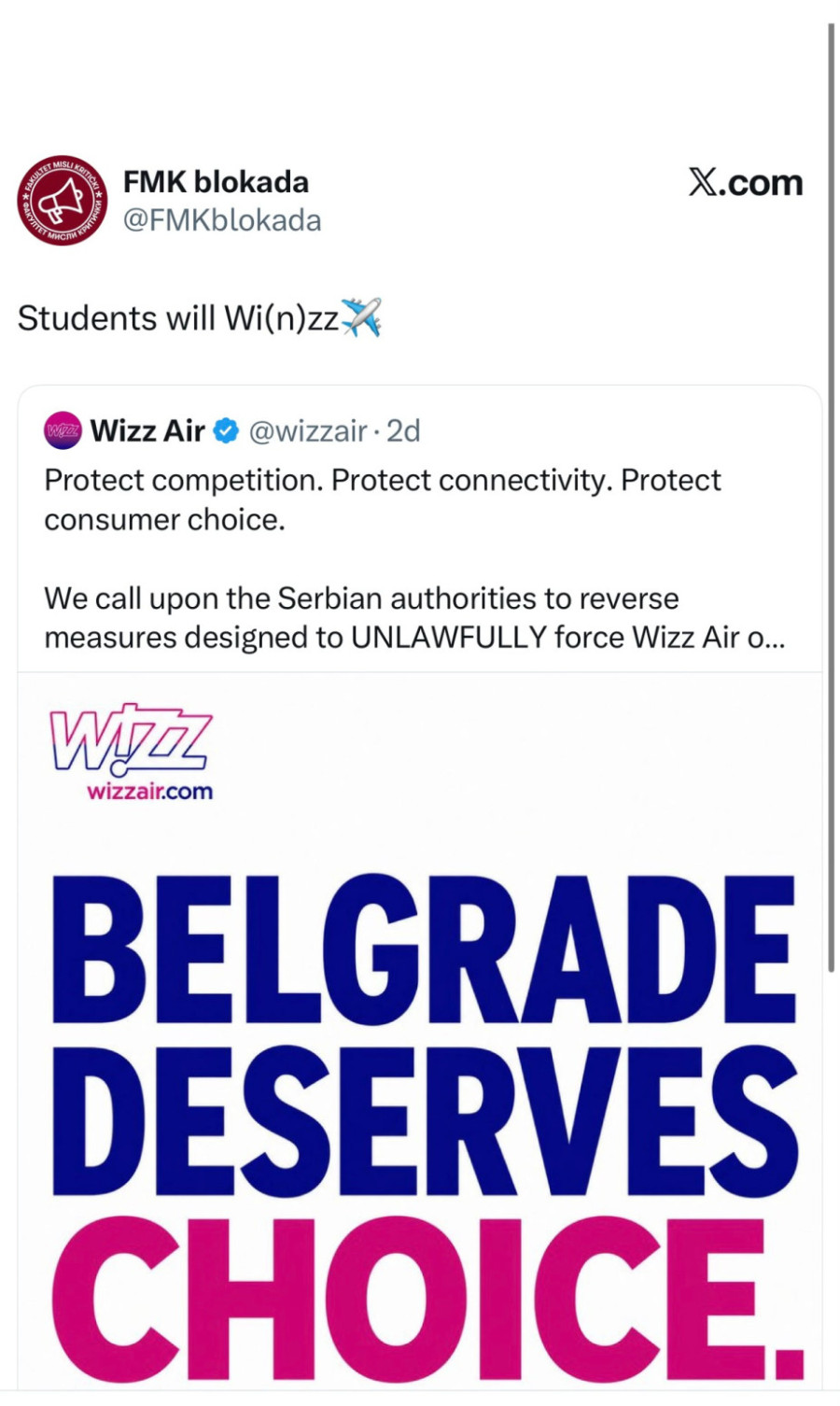 Studenti blokaderi uvek navijaju za tuđe, a nikad za srpsko FOTO