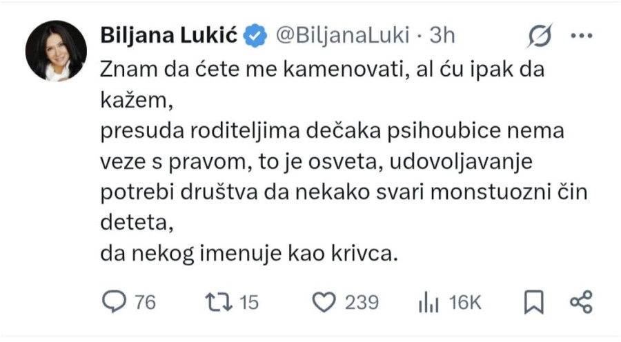 Blokaderi protiv presude za roditelje dečaka ubice iz Ribnikara; Nije to pravda, već udovoljavanje društvu