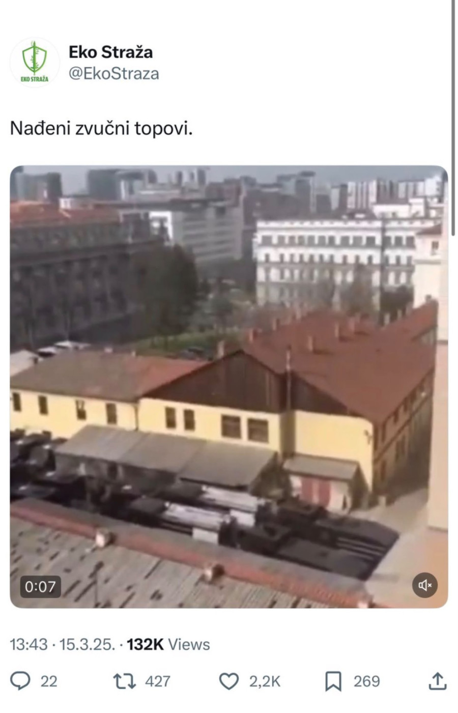 Još jedan važan dokaz planiranja laži o zvučnom topu: Eko straža pisala, pa ispravljala?! FOTO